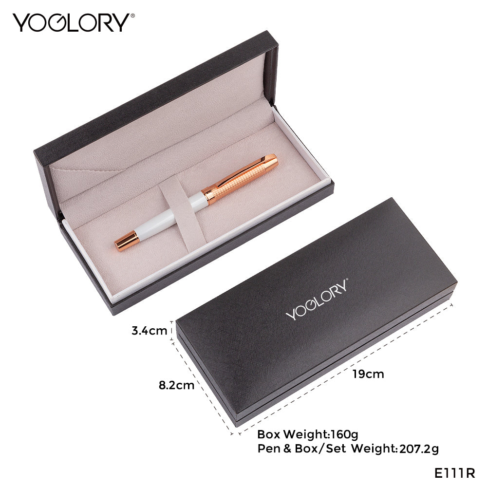 YOGLORY Carved Pattern Heavy Metal Ballpoint Pen with Rose Gold Trims in colors with Custom LOGO E111R