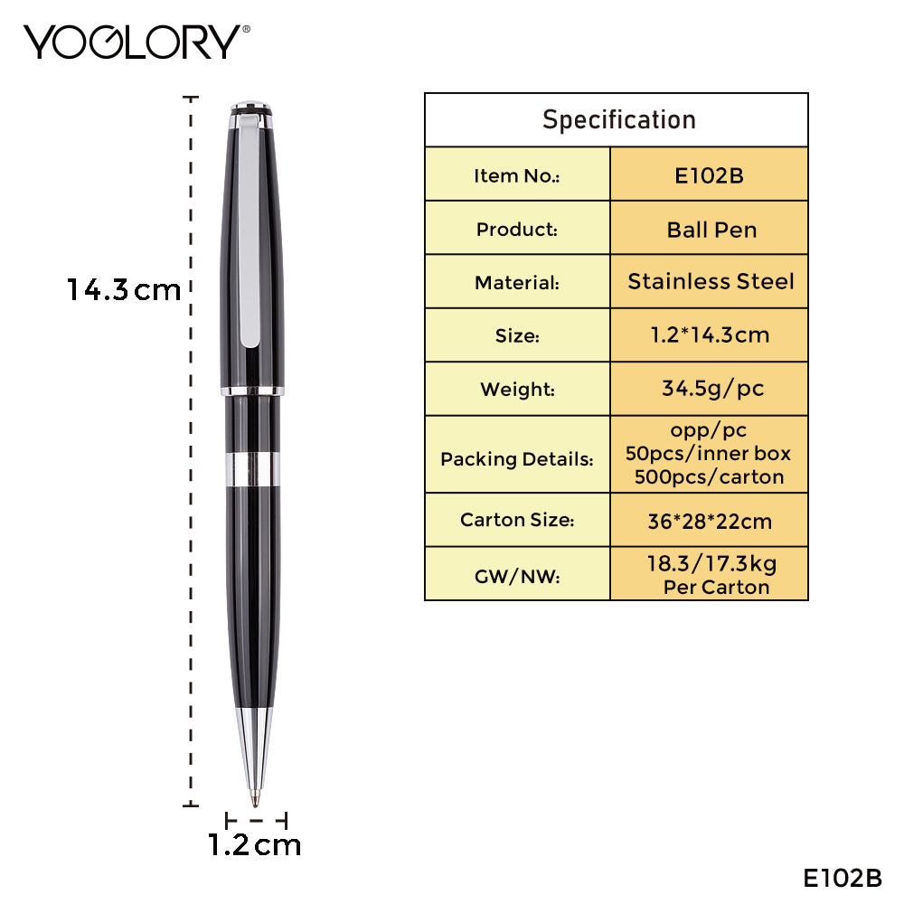 YOGLORY Metal Ball Point Pen with Customized LOGO as Gift for any industry E102