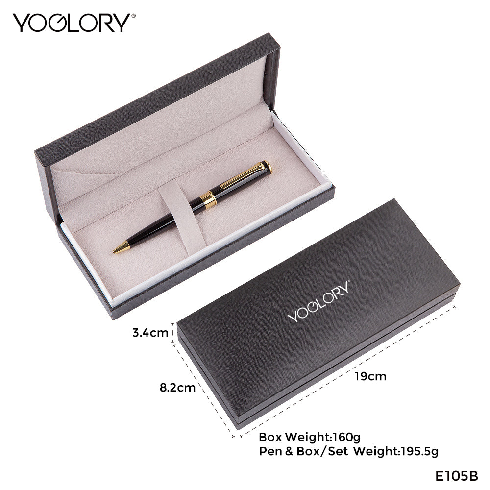 YOGLORY Elegant Metal Ball Point Pen with Golden Trims in colors as Gift for Customers LASER Brand LOGO E105B