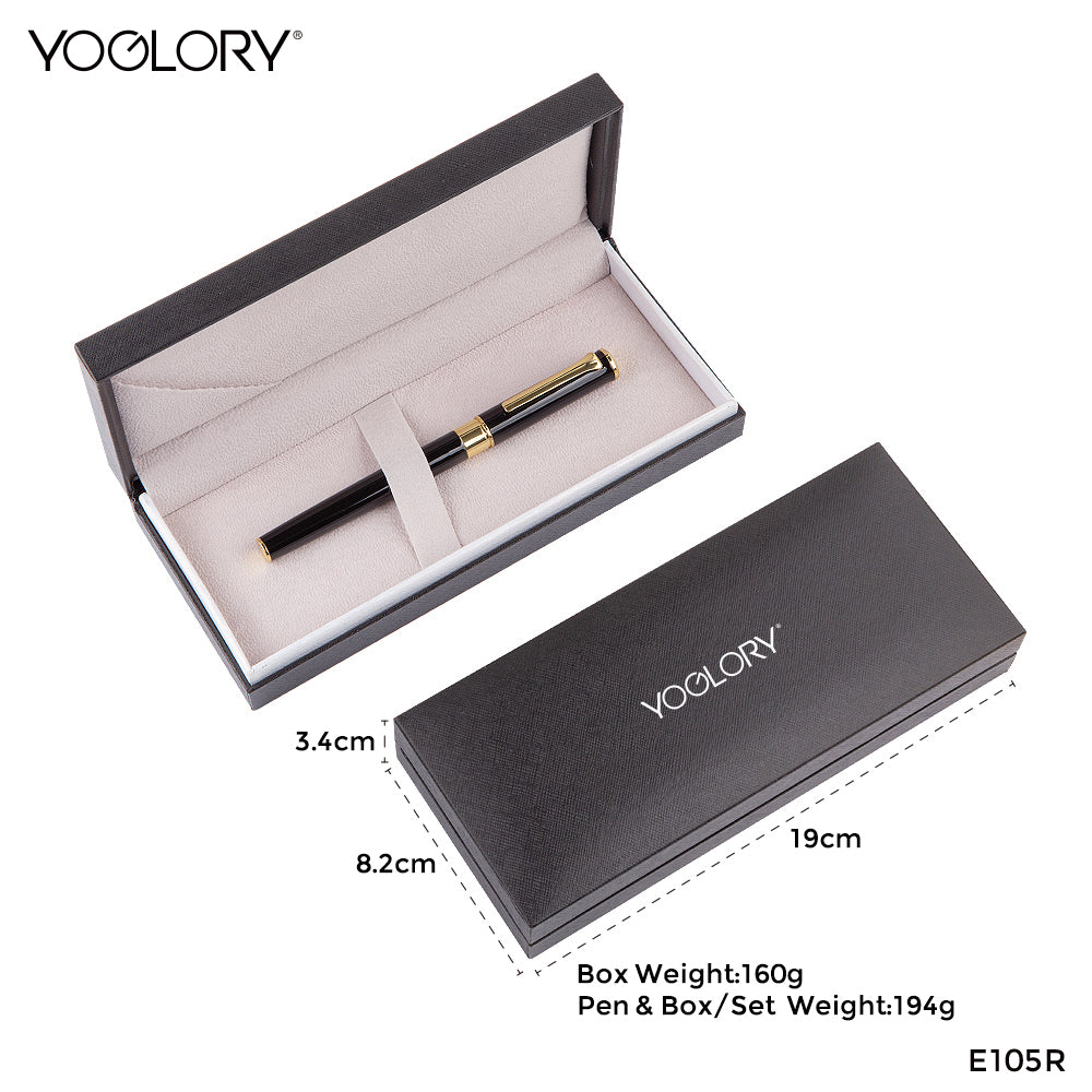 YOGLORY Elegant Metal Roller Ball Pen with Golden Trims in colors as Gift for Customers and Custom LOGO E105R