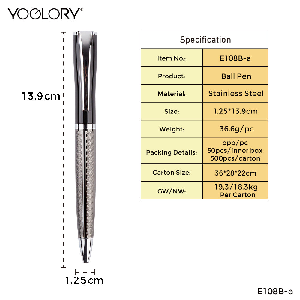 YOGLORY Metal Ball Point Pen Custom LOGO in colors with Carbon fiber part Corporate Gift for Clients E108