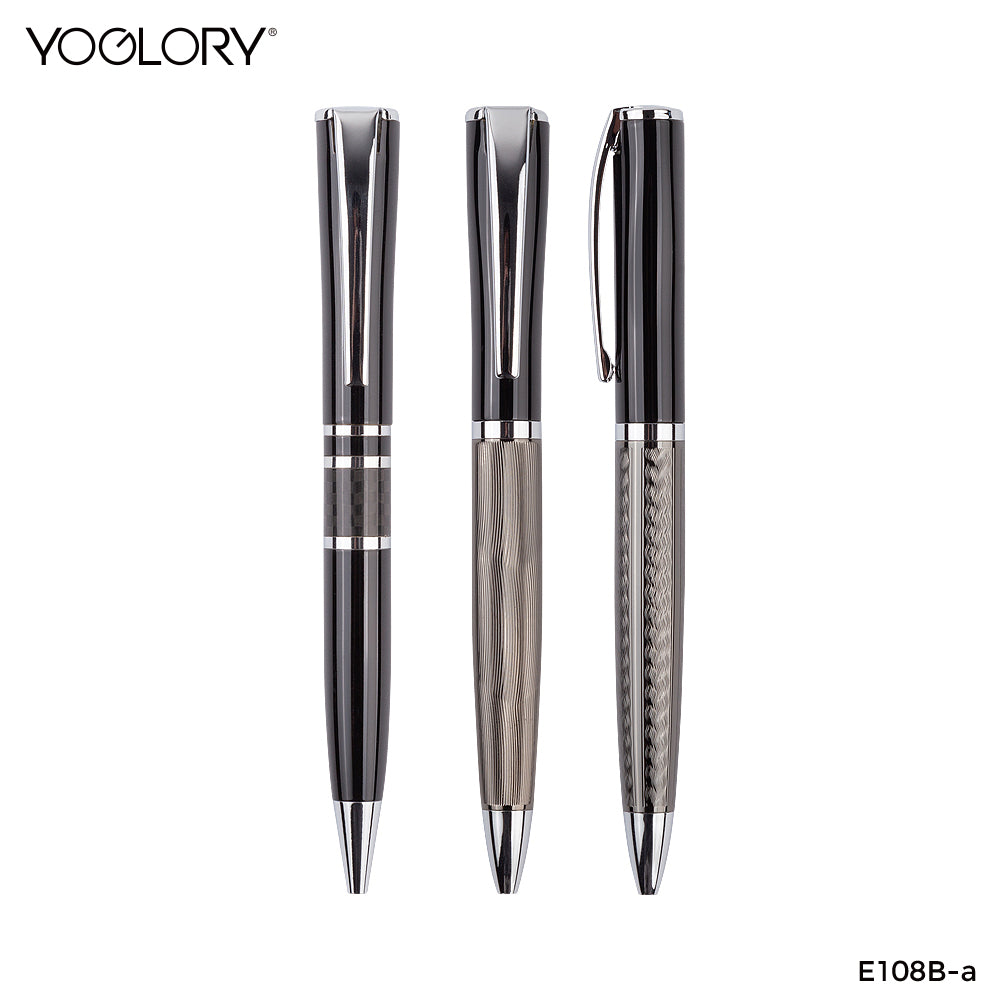 YOGLORY Metal Ball Point Pen Custom LOGO in colors with Carbon fiber part Corporate Gift for Clients E108