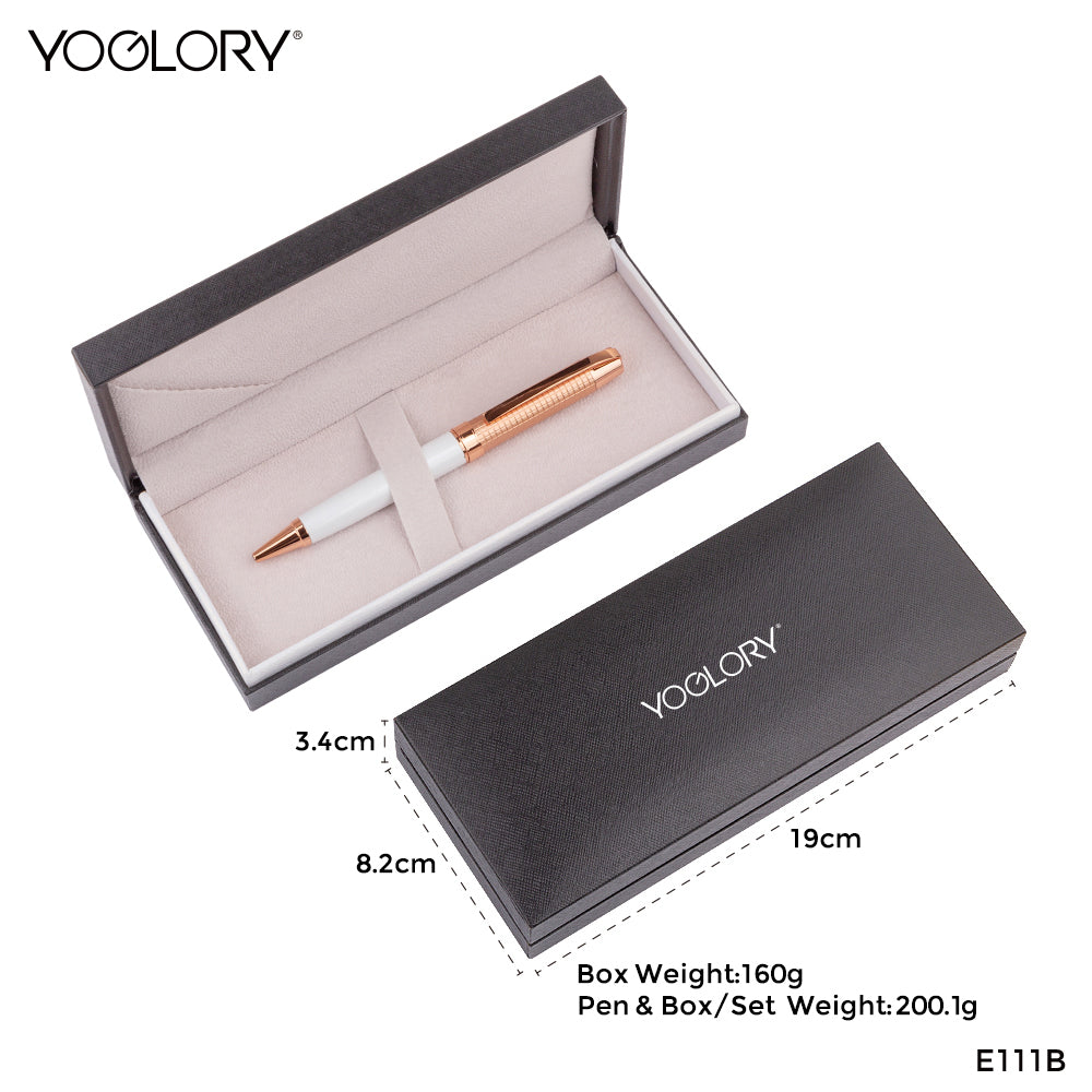 YOGLORY Carved Pattern Heavy Metal Ballpoint Pen with Rose Gold Trims in colors with Custom LOGO E111B