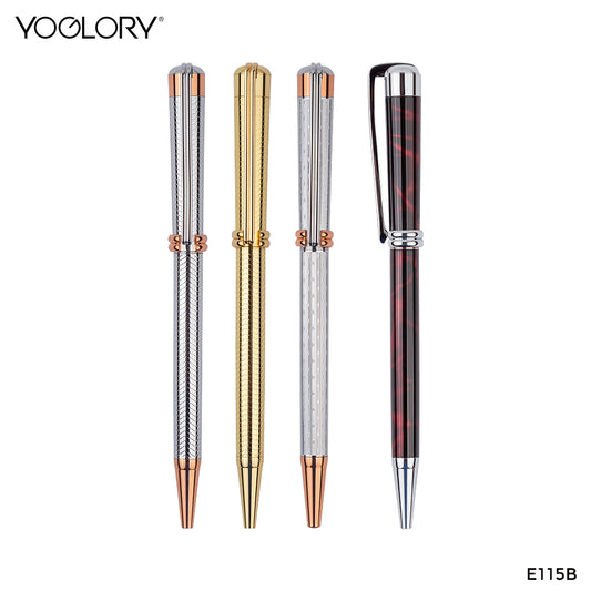 YOGLORY Slim Elegant Metal Ballpoint Pen with Rose Gold Trims in colors with Custom LOGO E115