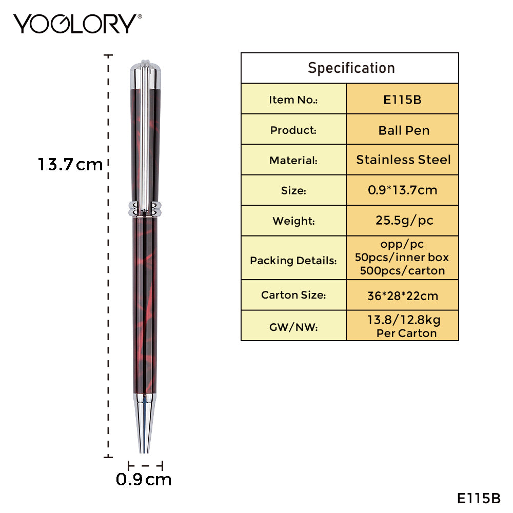 YOGLORY Slim Elegant Metal Ballpoint Pen with Rose Gold Trims in colors with Custom LOGO E115