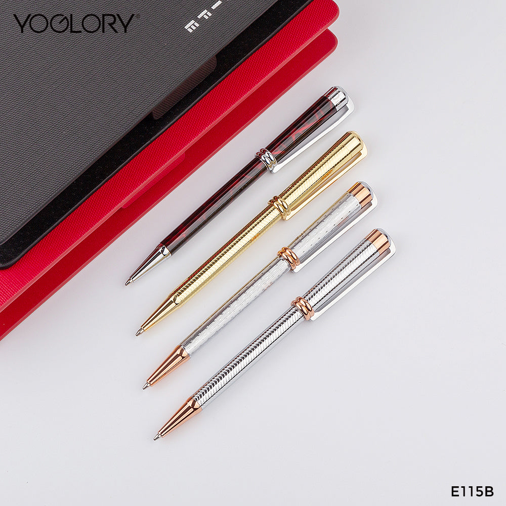 YOGLORY Slim Elegant Metal Ballpoint Pen with Rose Gold Trims in colors with Custom LOGO E115