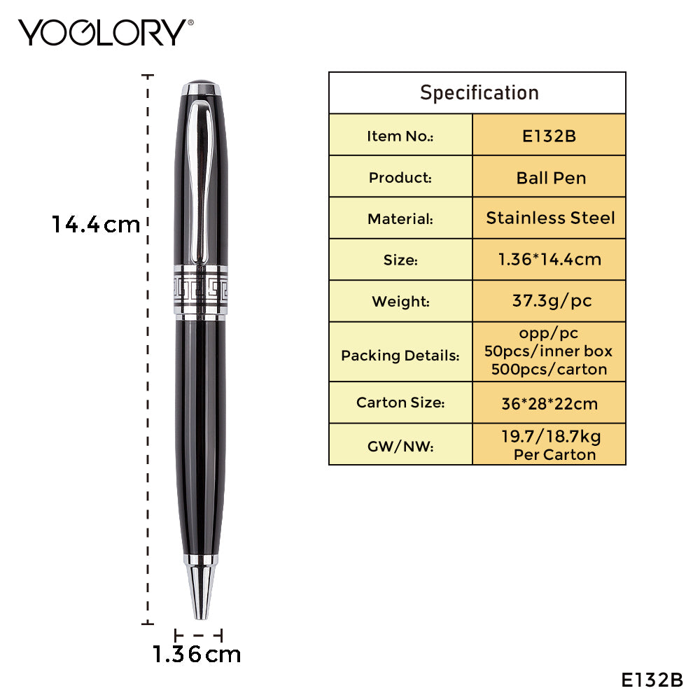 YOGLORY Big Metal Ballpoint Pen with Silver Trims accpet OEM Custom LOGO E132B