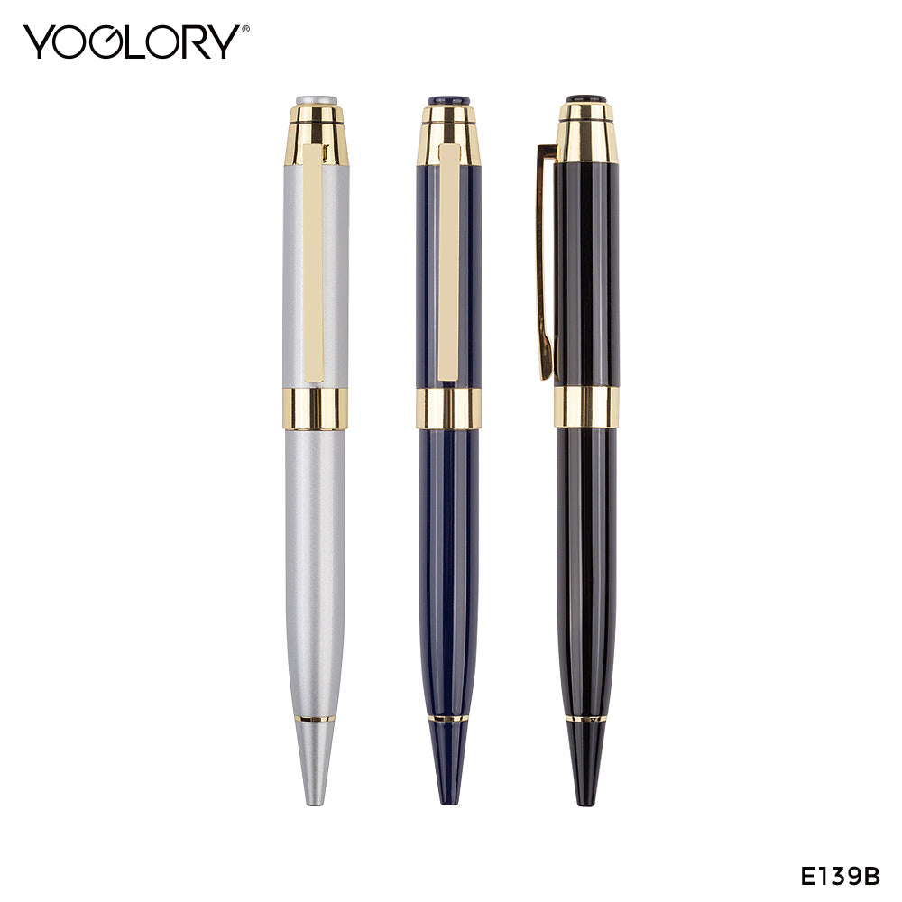 YOGLORY Golden Trims Metal Ballpoint Pen in colors accpet Personalised LOGO as Special Gifts for Customers/Clients/Employees E139