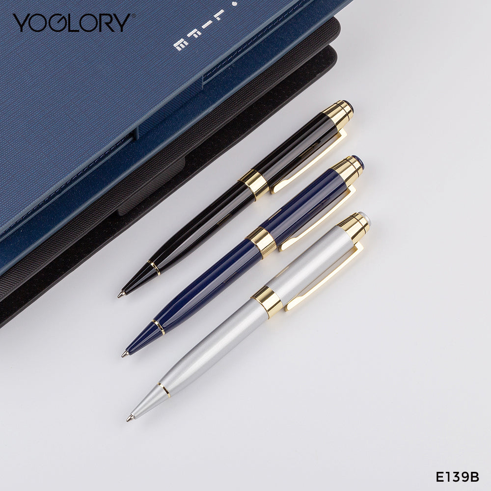 YOGLORY Golden Trims Metal Ballpoint Pen in colors accpet Personalised LOGO as Special Gifts for Customers/Clients/Employees E139