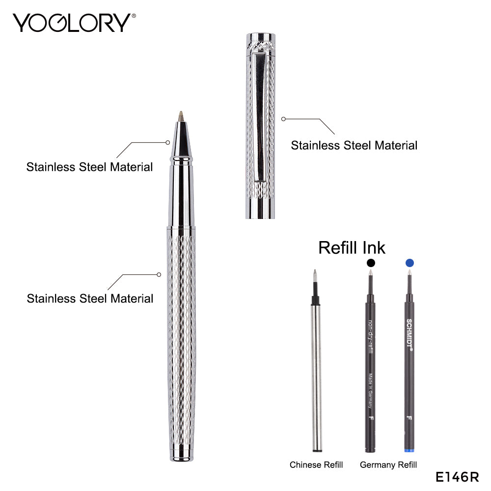 YOGLORY Slim Branded Metal Roller Ball Pen in colors accpet Personalised LOGO as Promotioal Items for Customers/Clients/Employees E146R