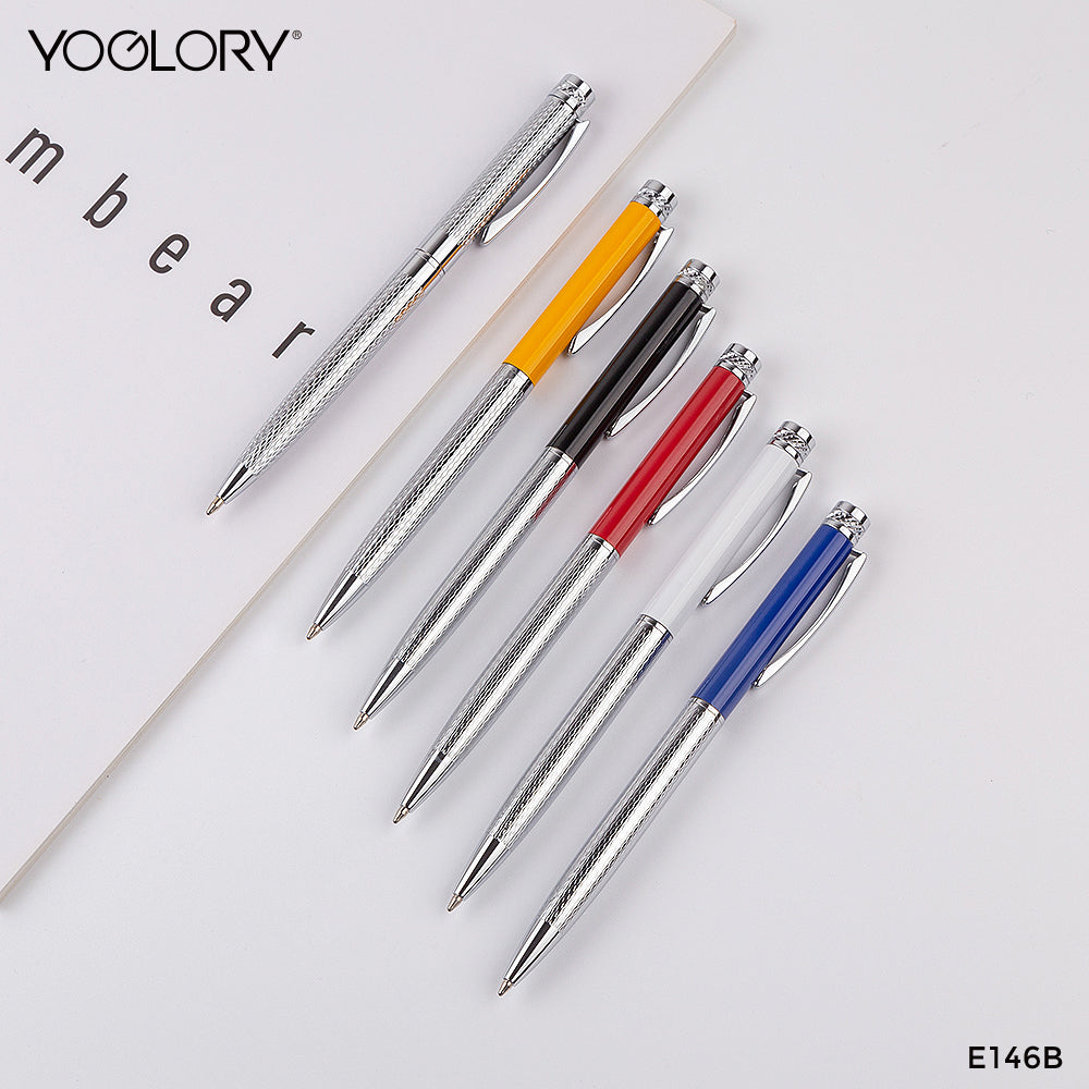 YOGLORY Slim Handmade Knurled Craft Metal Ball Pen in colors accpet Personalised LOGO as Promotioal Items for Customers/Clients/Employees E146B