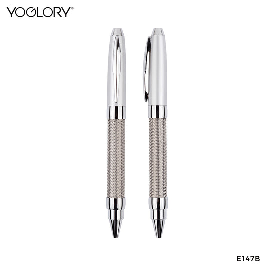 YOGLORY Unique Heavy Branded Stainless Steel Stripe Ball Pen accpet Personalised LOGO as Gifts for Customers/Clients/Employees E147