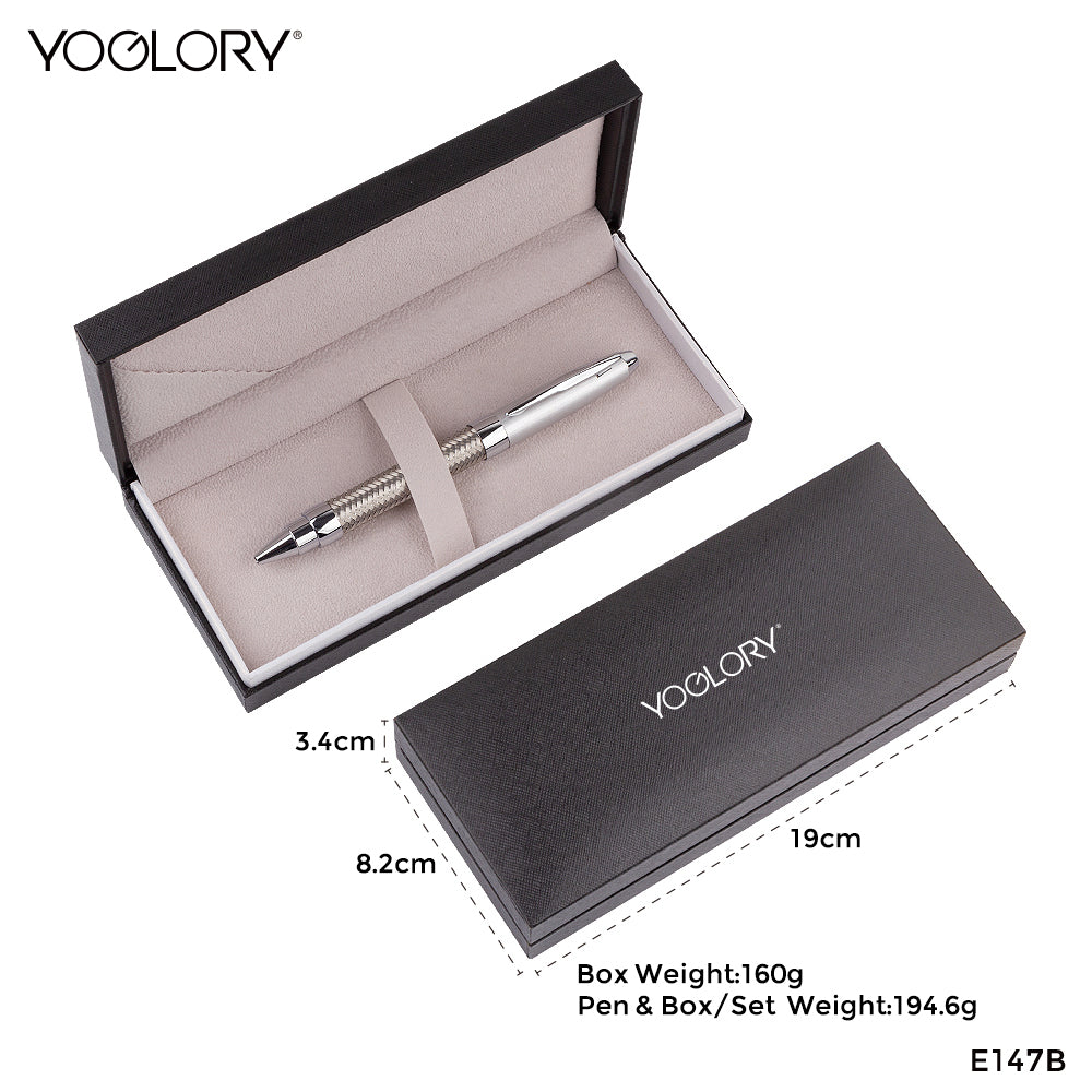 YOGLORY Unique Heavy Branded Stainless Steel Stripe Ball Pen accpet Personalised LOGO as Gifts for Customers/Clients/Employees E147