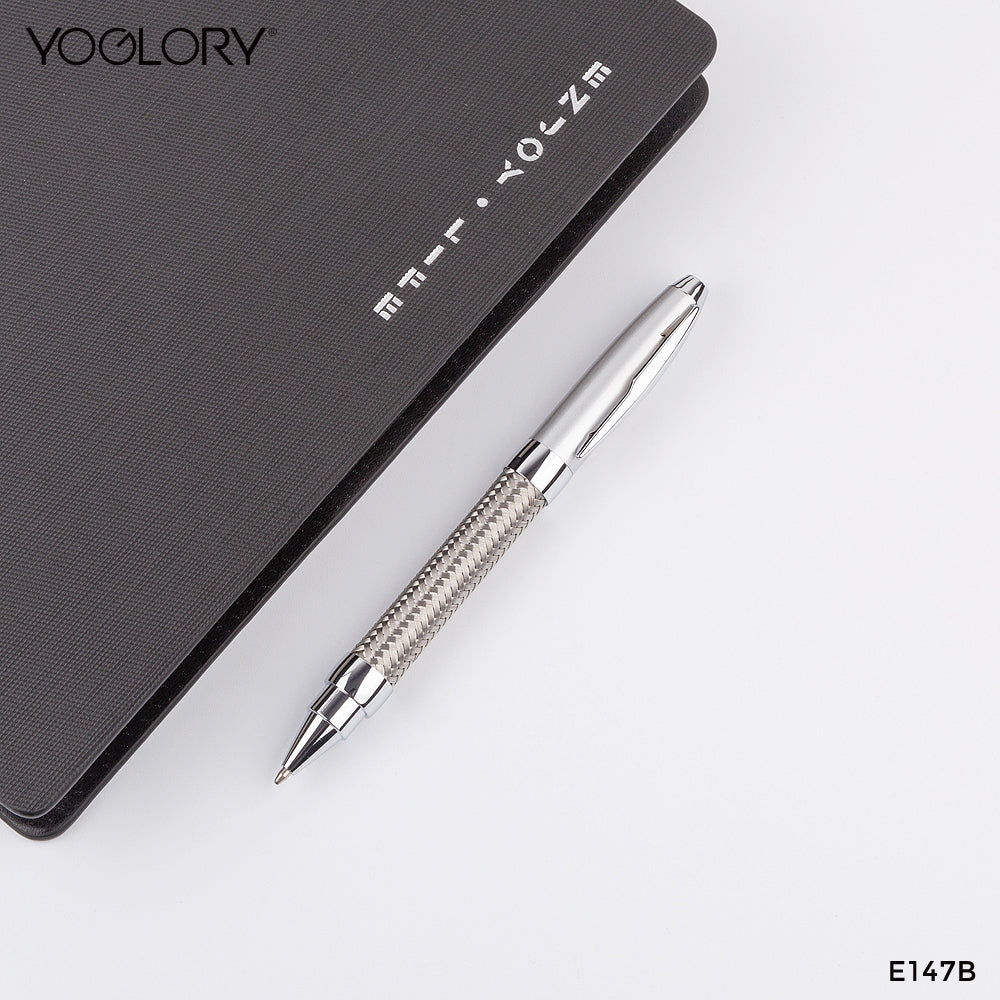 YOGLORY Unique Heavy Branded Stainless Steel Stripe Ball Pen accpet Personalised LOGO as Gifts for Customers/Clients/Employees E147