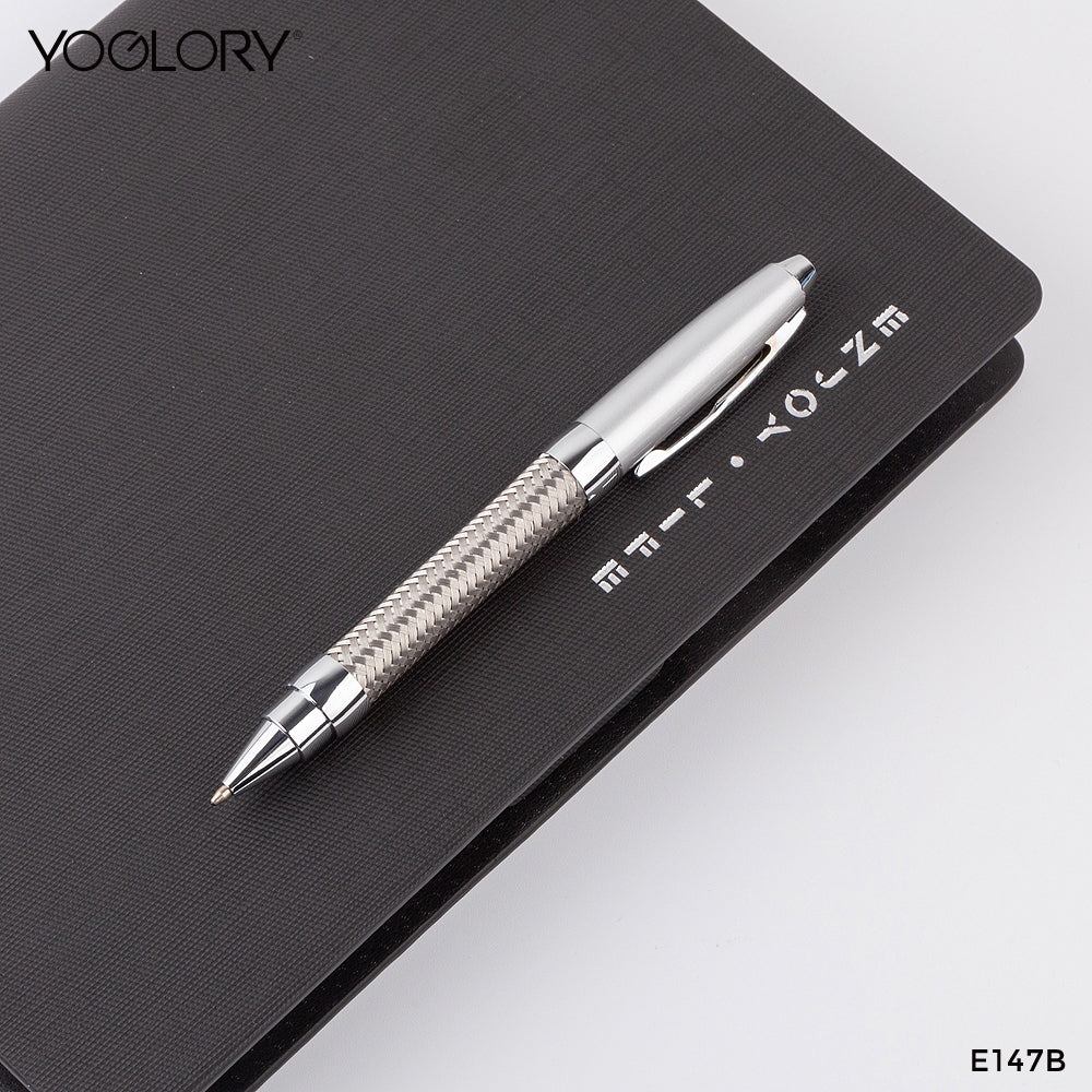 YOGLORY Unique Heavy Branded Stainless Steel Stripe Ball Pen accpet Personalised LOGO as Gifts for Customers/Clients/Employees E147