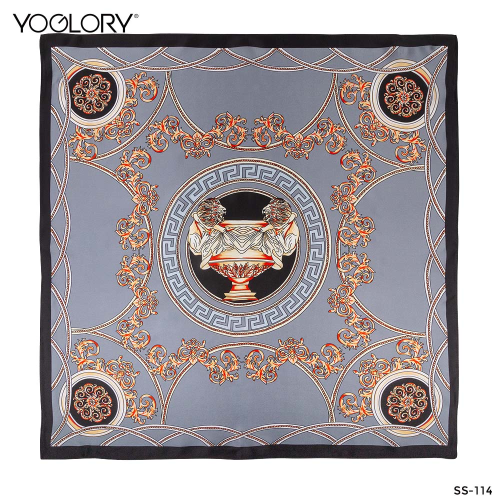 YOGLORY 100% Black Silk Square Scarf with Diamond PU Horse Bag Charm in Box with Customized logo Nice Gift for Lady SS114