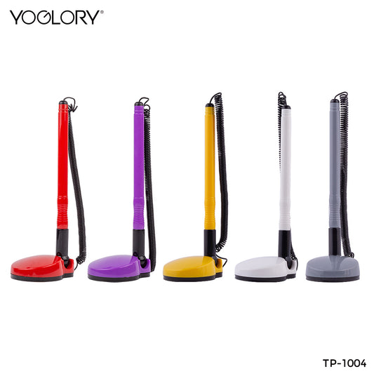 YOGLORY Circular Base Plastic Table Pen in colors For Bank School Hotel Hospital Reception with Customized logo as Promotional Items TP1004