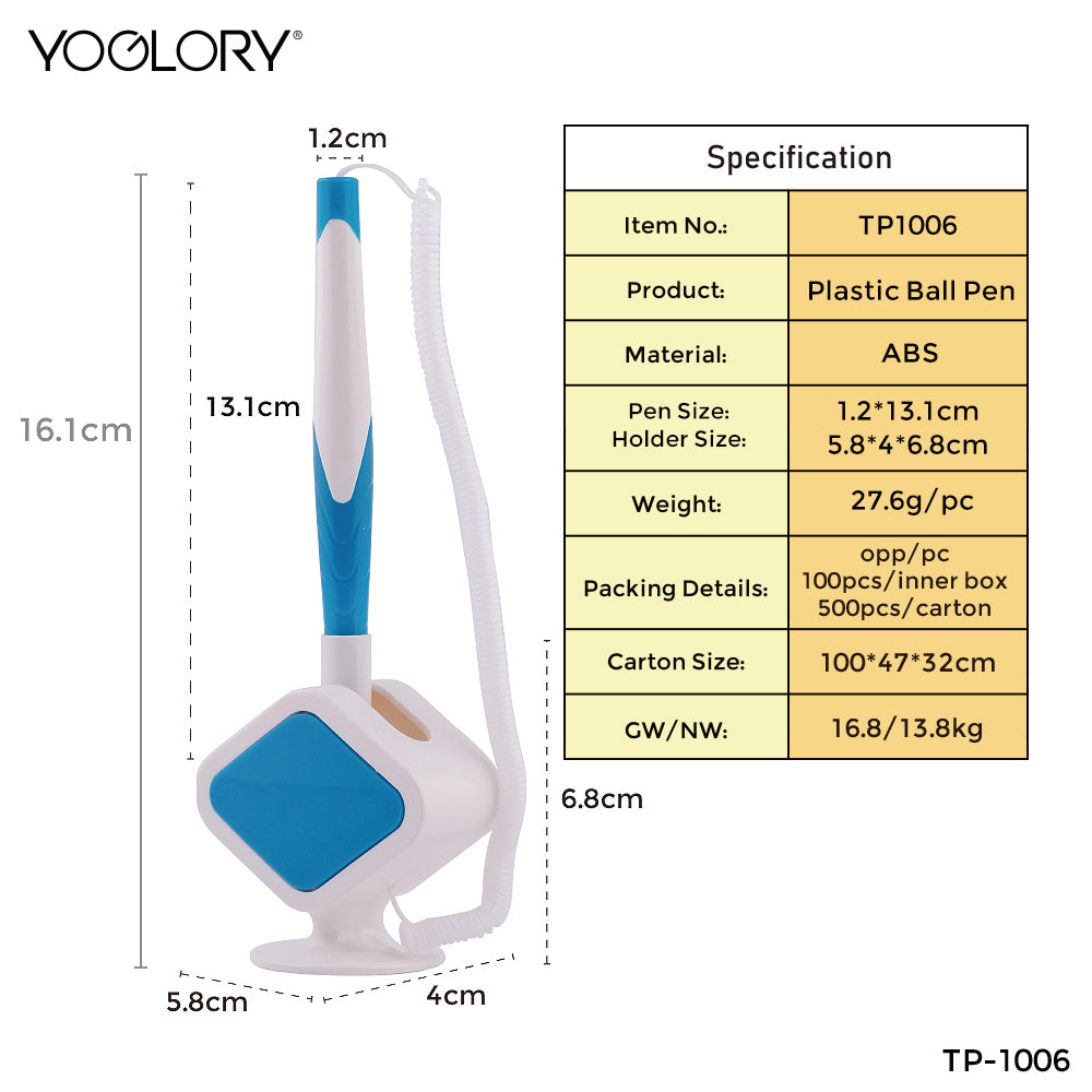 YOGLORY Colorful Plastic Table Pen Diamond base for Bank School Hotel Hospital Reception with Customized logo as Promotional Items TP1006