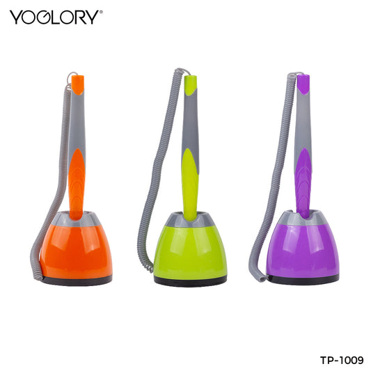 YOGLORY Beautiful Plastic Table Pen with base in colors for Bank School Hotel Hospital Reception with Customized logo as Promotional Items TP1009