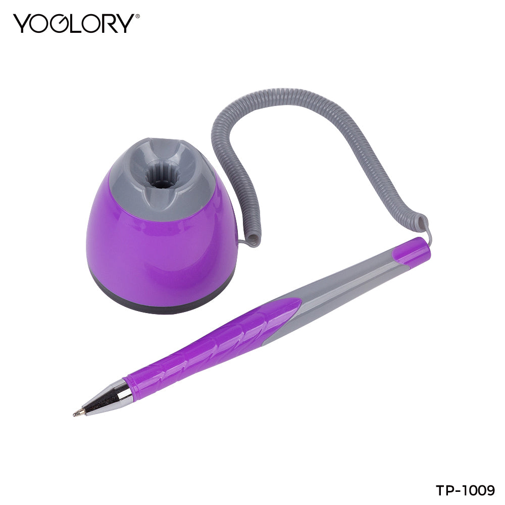 YOGLORY Beautiful Plastic Table Pen with base in colors for Bank School Hotel Hospital Reception with Customized logo as Promotional Items TP1009