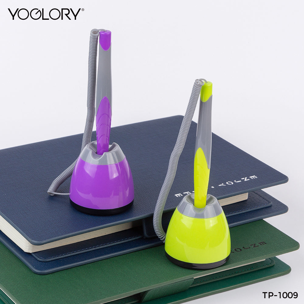 YOGLORY Beautiful Plastic Table Pen with base in colors for Bank School Hotel Hospital Reception with Customized logo as Promotional Items TP1009