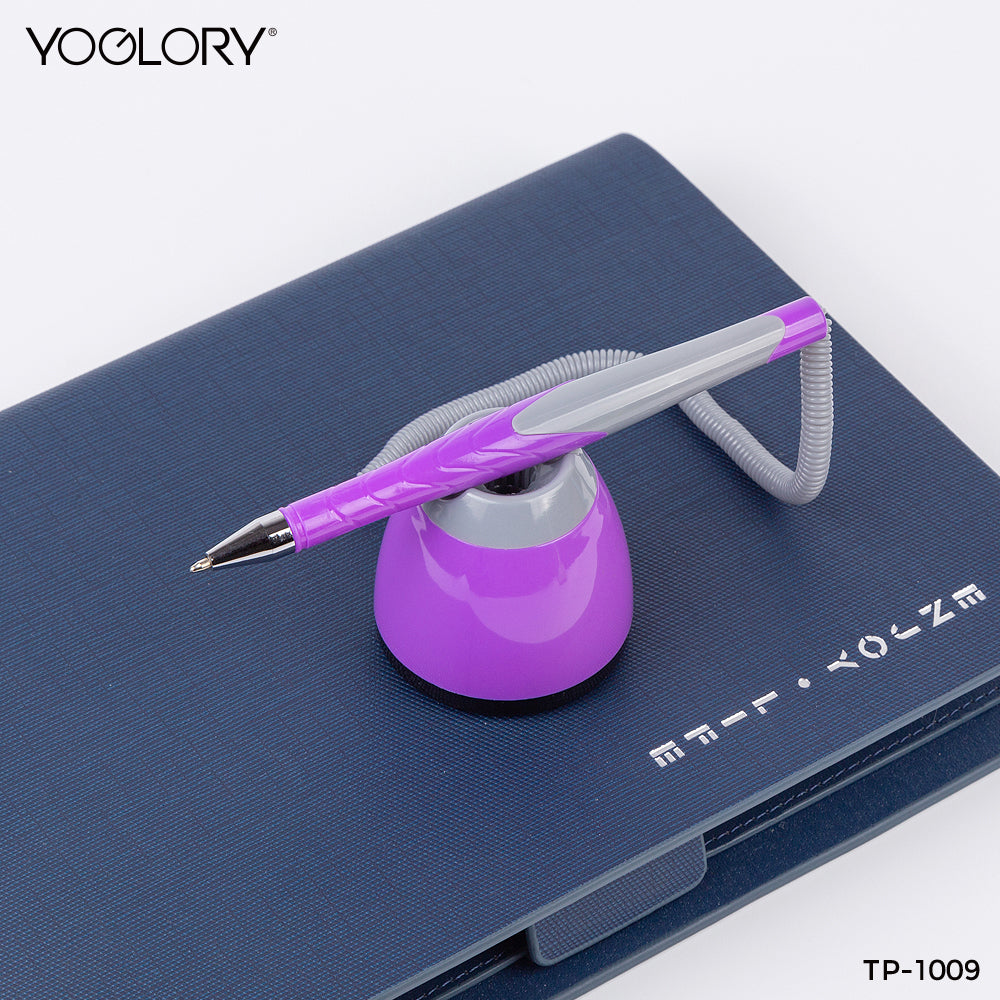 YOGLORY Beautiful Plastic Table Pen with base in colors for Bank School Hotel Hospital Reception with Customized logo as Promotional Items TP1009