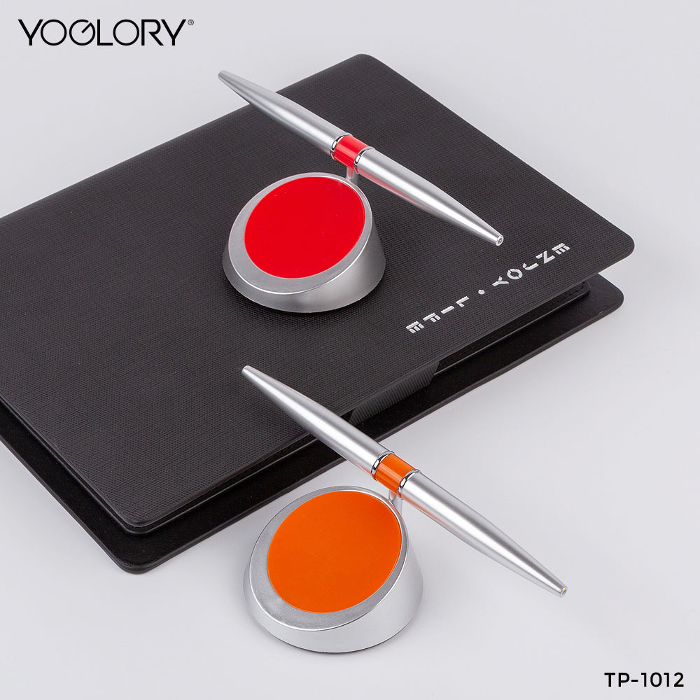 YOGLORY Plastic Table Pen with Circular base in colors for Bank School Hotel Hospital Reception with Customized logo as Promotional Items TP1012