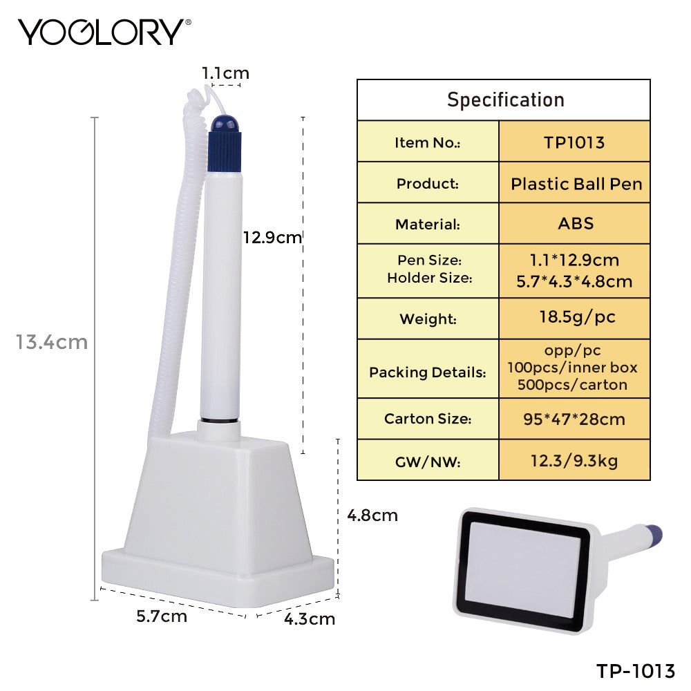 YOGLORY Plastic Table Pen with base in colors for Bank School Hotel Hospital Reception with Customized logo as Promotional Items TP1013