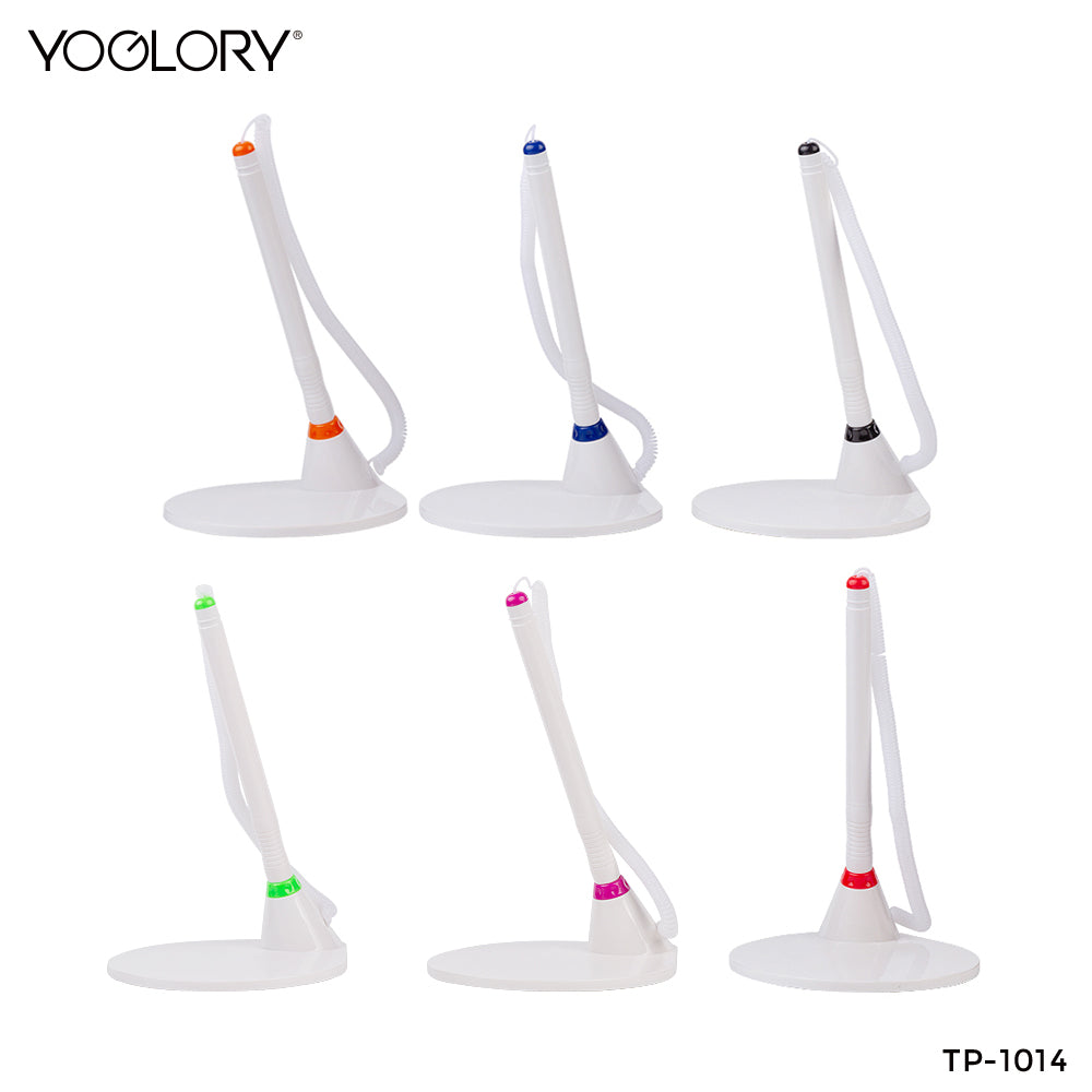 YOGLORY Plastic Table Pen with big Rounded base in colors for Bank School Hotel Hospital Reception with Customized logo as Promotional Items TP1014