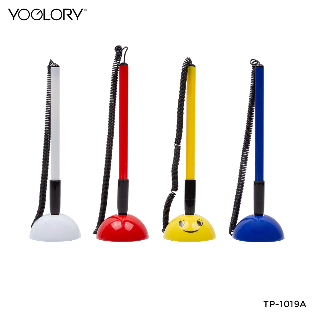 YOGLORY Pratical and Cheap Plastic Table Pen in colors For Bank Counter or Reception Table with Custom logo TP1019A