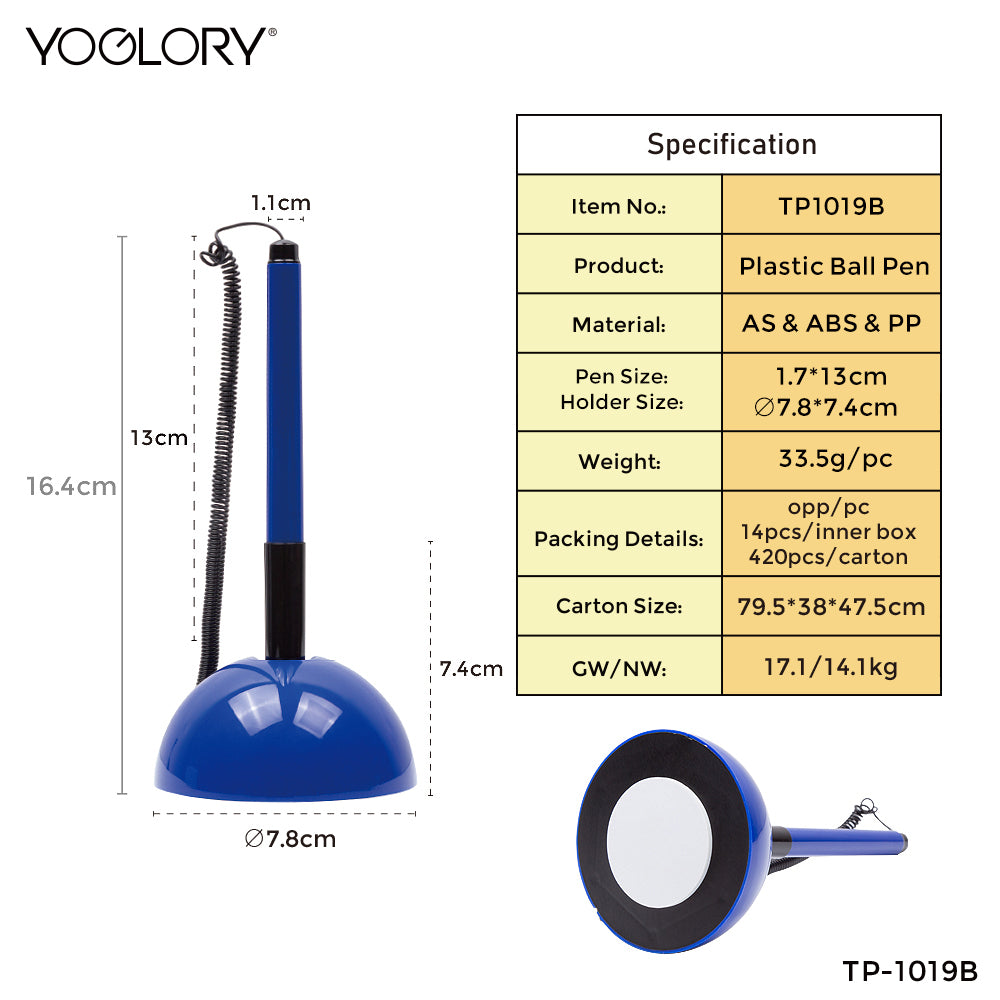 YOGLORY Pratical and Cheap Plastic Table Pen in colors For Bank Counter or Reception Table with Custom logo TP1019B